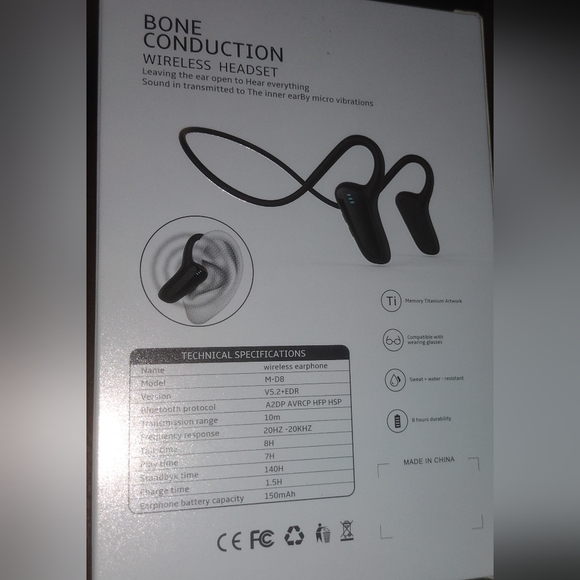 New In Box!! Waterproof Bone Conduction Wireless Headset - Picture 4 of 7